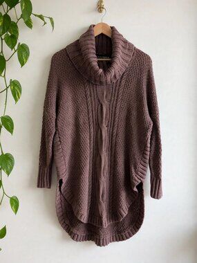 Express Cowl Neck Cable Knit Sweater - Mauve Brown, Womens Size XS